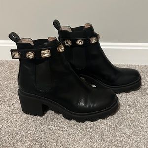 Steve Madden amulet black rhinestone strap boots